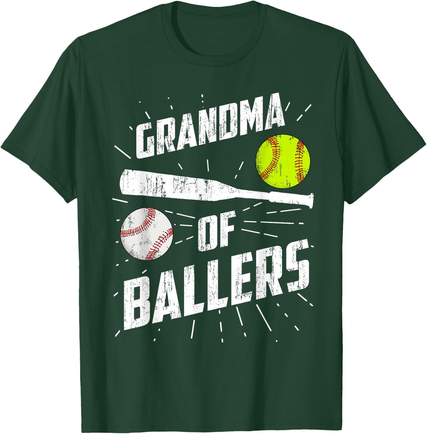 Grandma Of Ballers Funny Baseball Softball Mothers Day Gift T-Shirt - T-Shirt | Forest