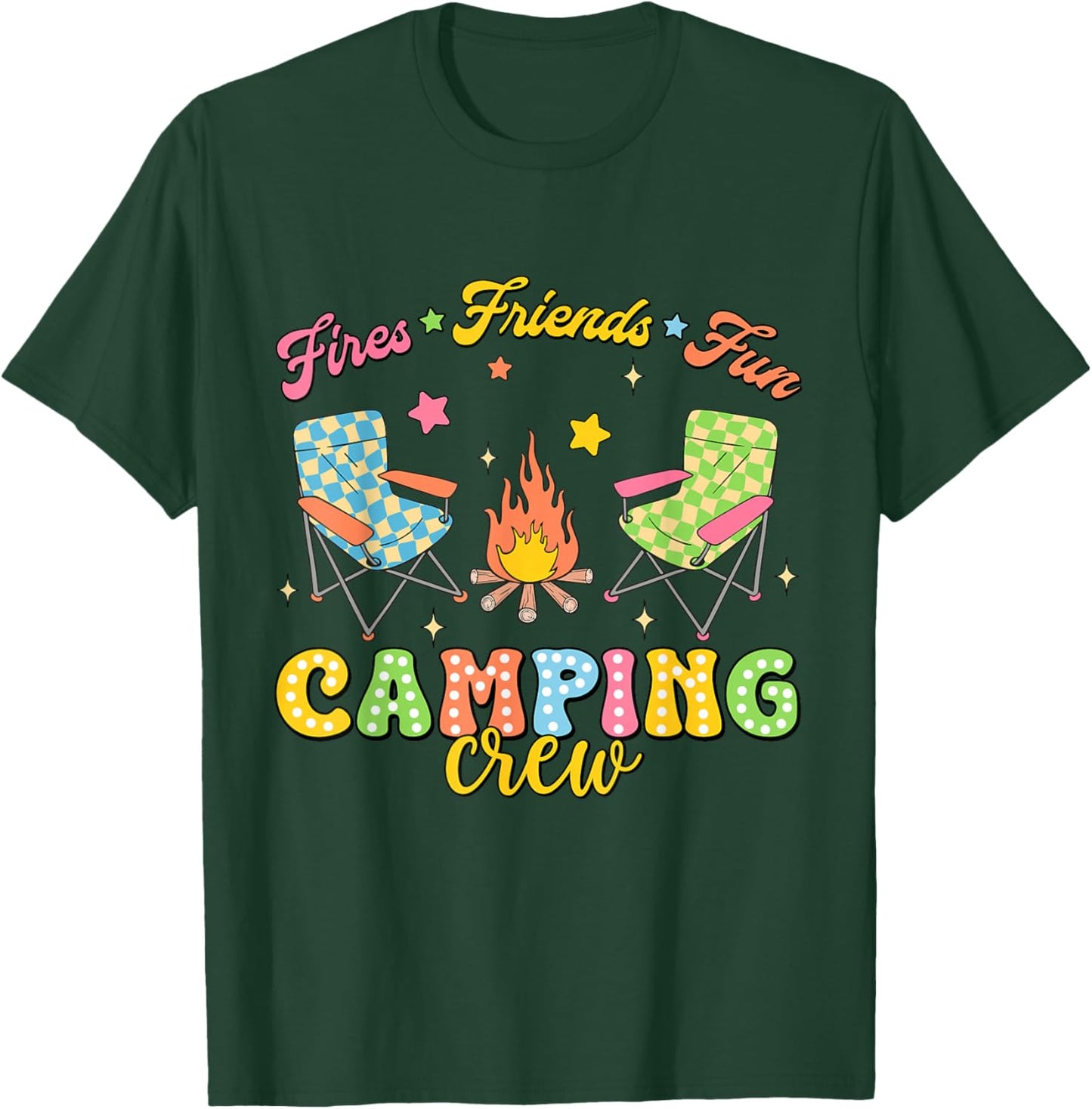 Camping Crew Family Friends Girls Kids Summer Vibes Camper T-Shirt - T-Shirt | Forest