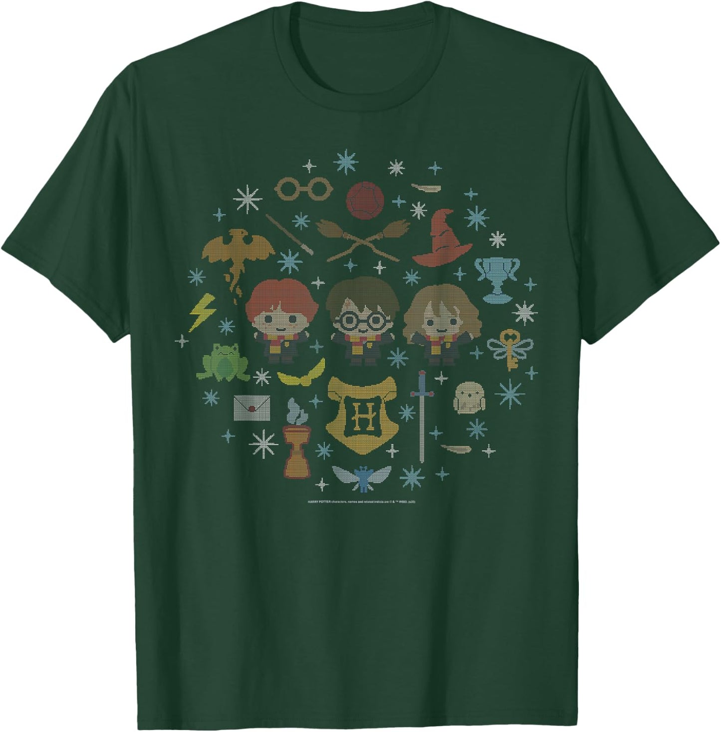Harry Potter Christmas Group Shot Chibi Ugly Sweater T-Shirt - T-Shirt | Forest
