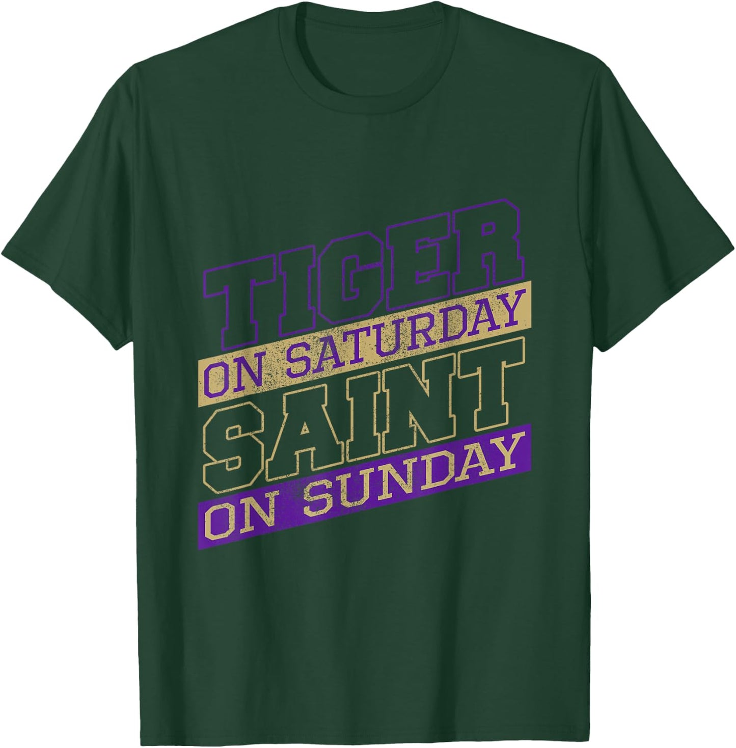 Funny Tiger On Saturday Saint On Sunday Feline Wild Tiger T-Shirt - T-Shirt | Forest