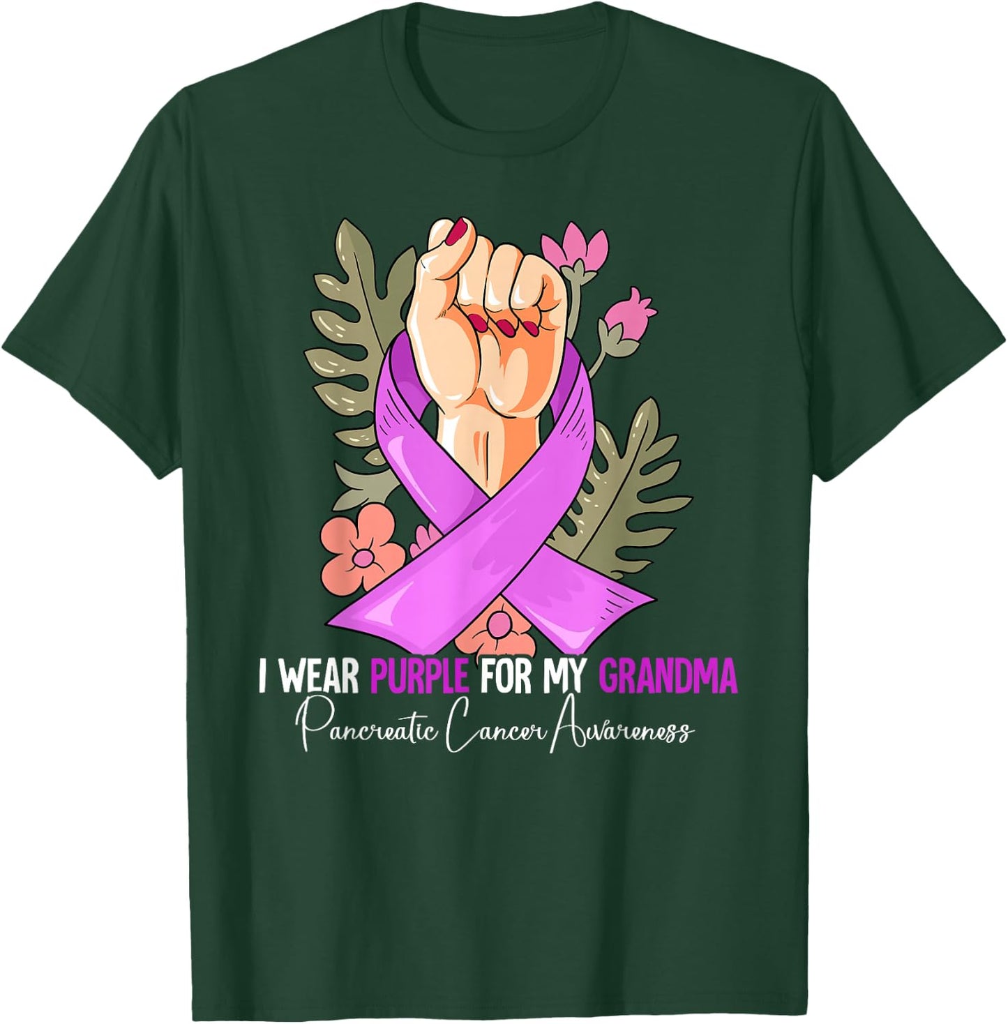 I Wear Purple For My Grandma Pancreatic Cancer Awareness T-Shirt - T-Shirt | Forest