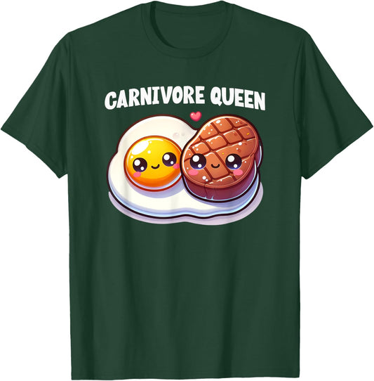 Carnivore Queen Steak Eggs Meat Eater Keto Diet Gym Workout T-Shirt - T-Shirt | Forest