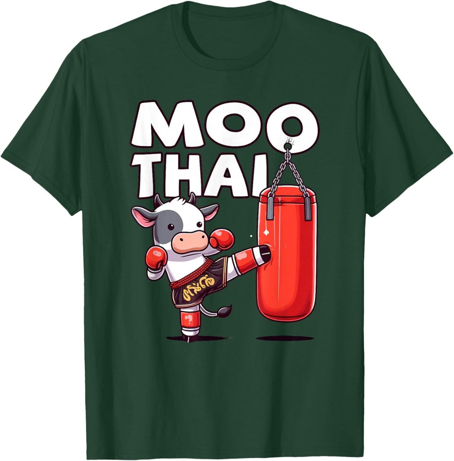 Muay Thai, Moo Thai | Thai Boxing For Youth, Muay Thai Cow T-Shirt - T-Shirt | Forest