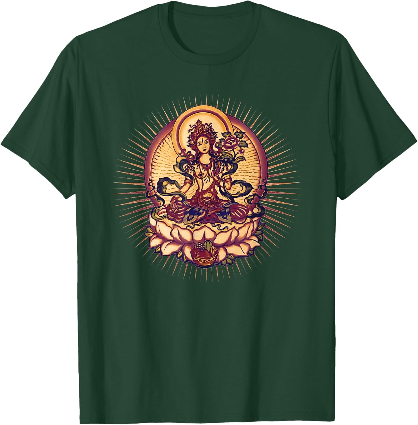 Tara Tibet Buddhism Lotus Meditation Yoga Om Spirituality T-Shirt - T-Shirt | Forest