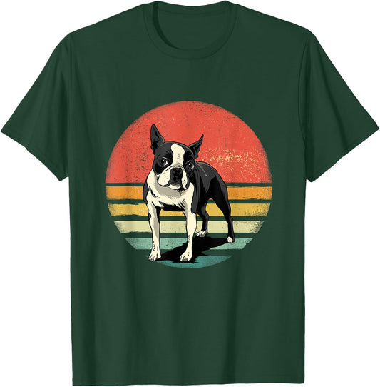 Boston Terrier Owner Retro Boston Bull Terrier Pet Dog Lover T-Shirt - T-Shirt | Forest