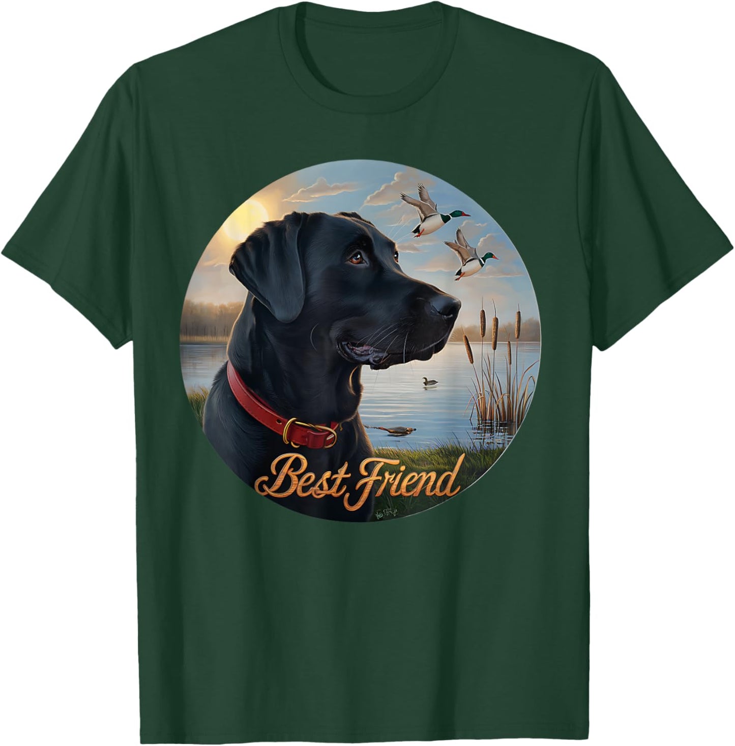 Black Labrador Best Friend. Hunting waterfowl ducks design. T-Shirt - T-Shirt | Forest