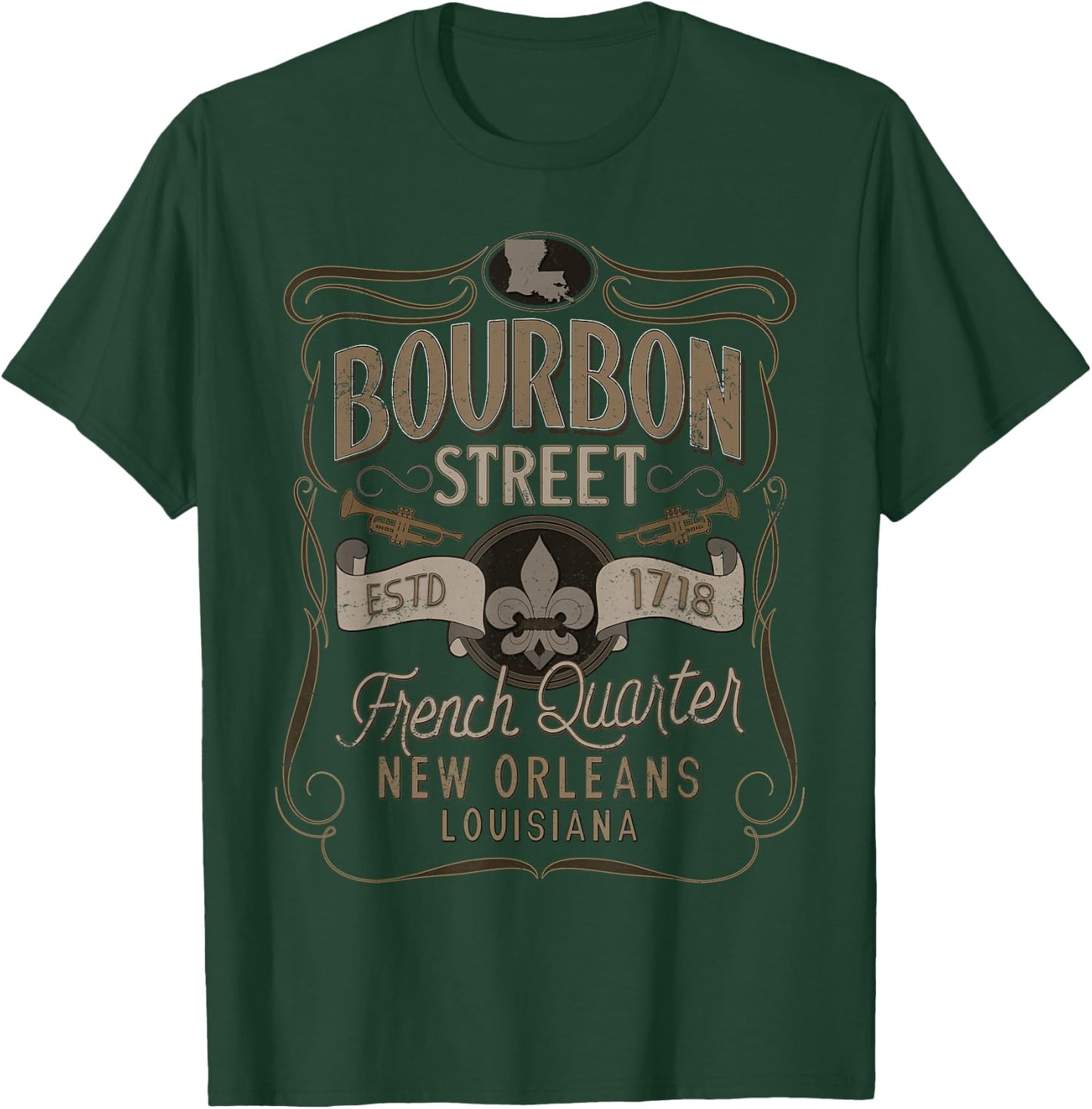 Bourbon Street French Quarter New Orleans Vintage Souvenir T-Shirt - T-Shirt | Forest