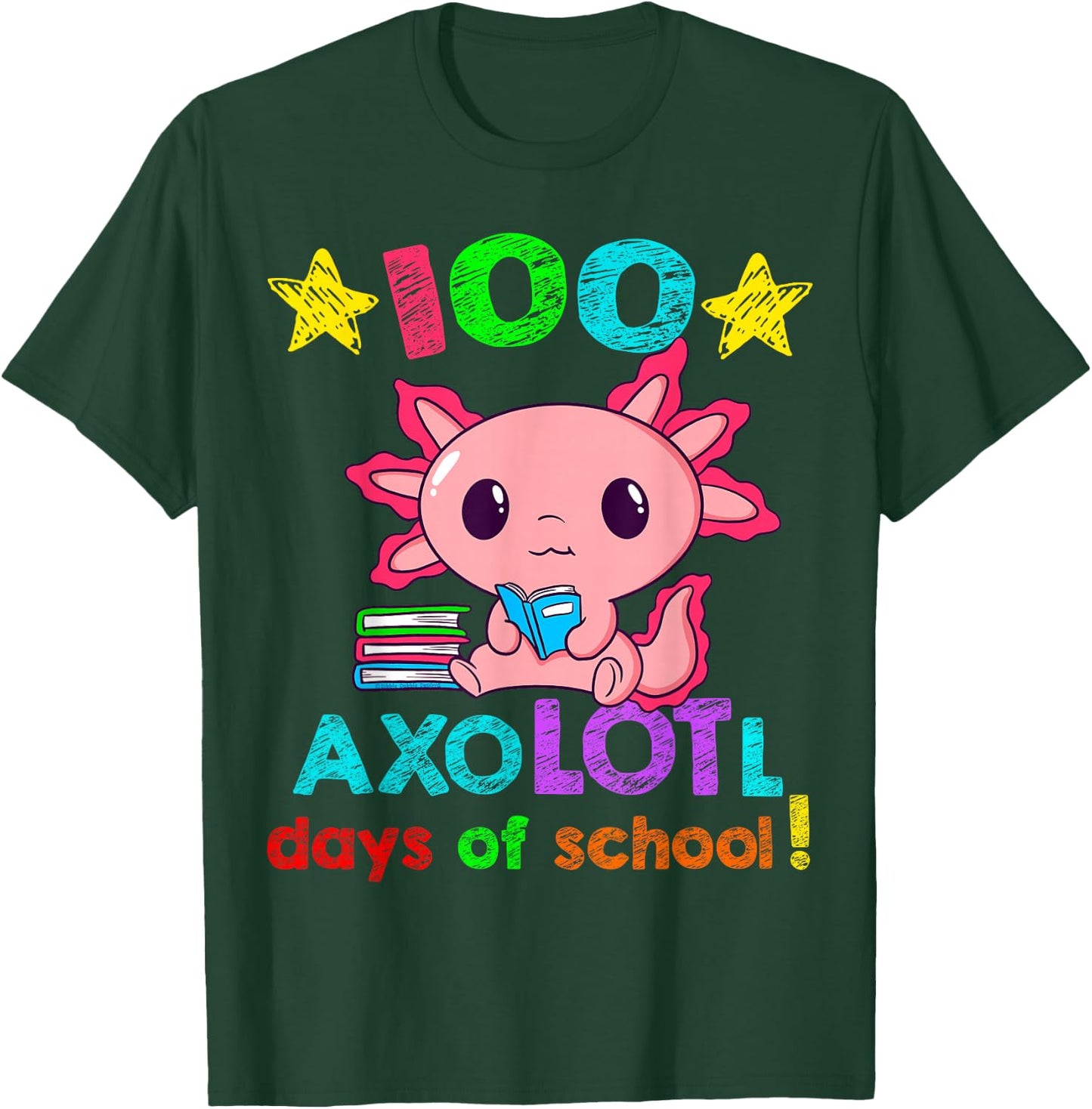 AxoLOTl Days of School Funny 100 Days of School T-Shirt - T-Shirt | Forest