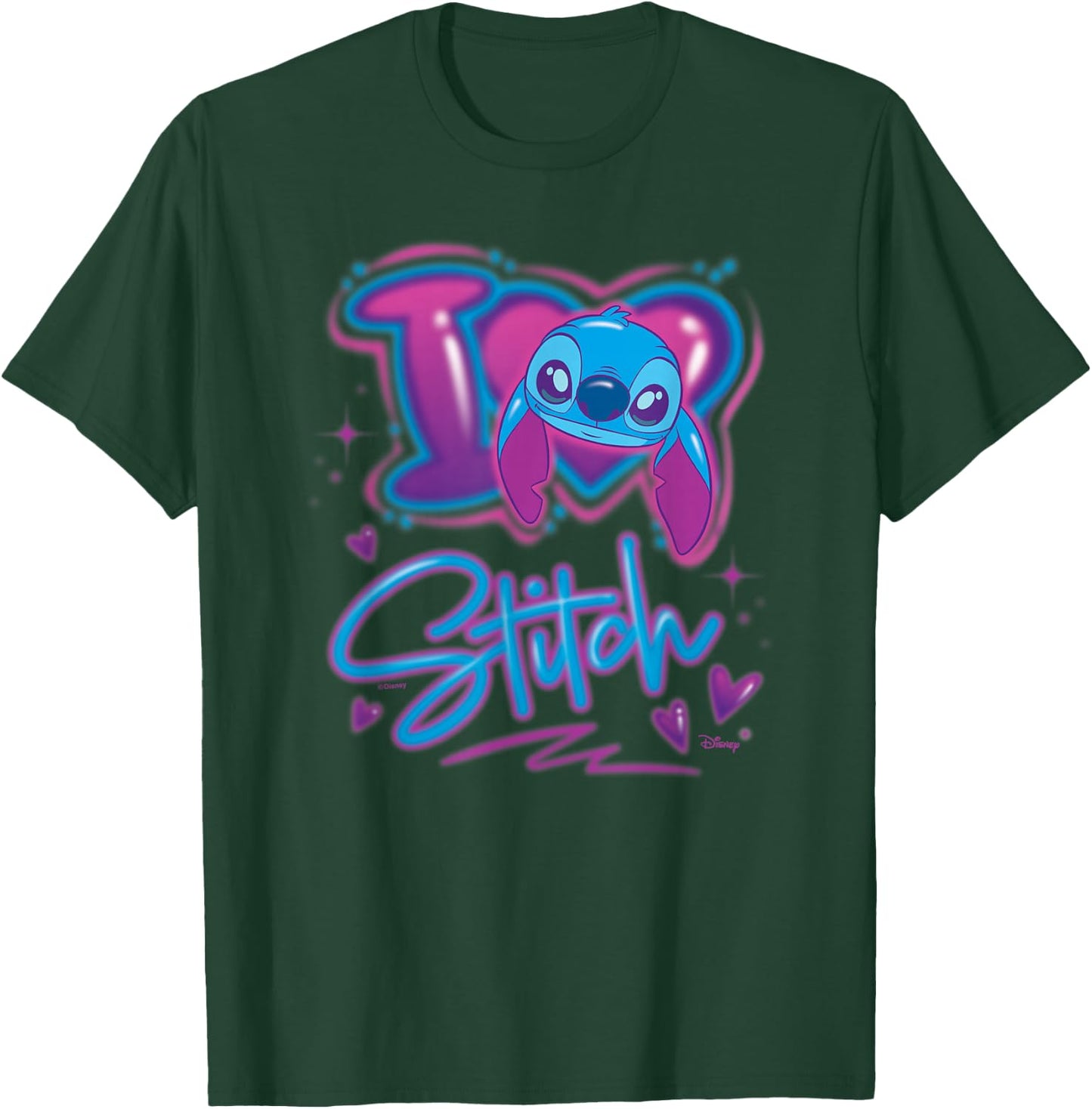 Lilo & Stitch - I Love Stitch Airbrush T-Shirt - T-Shirt | Forest