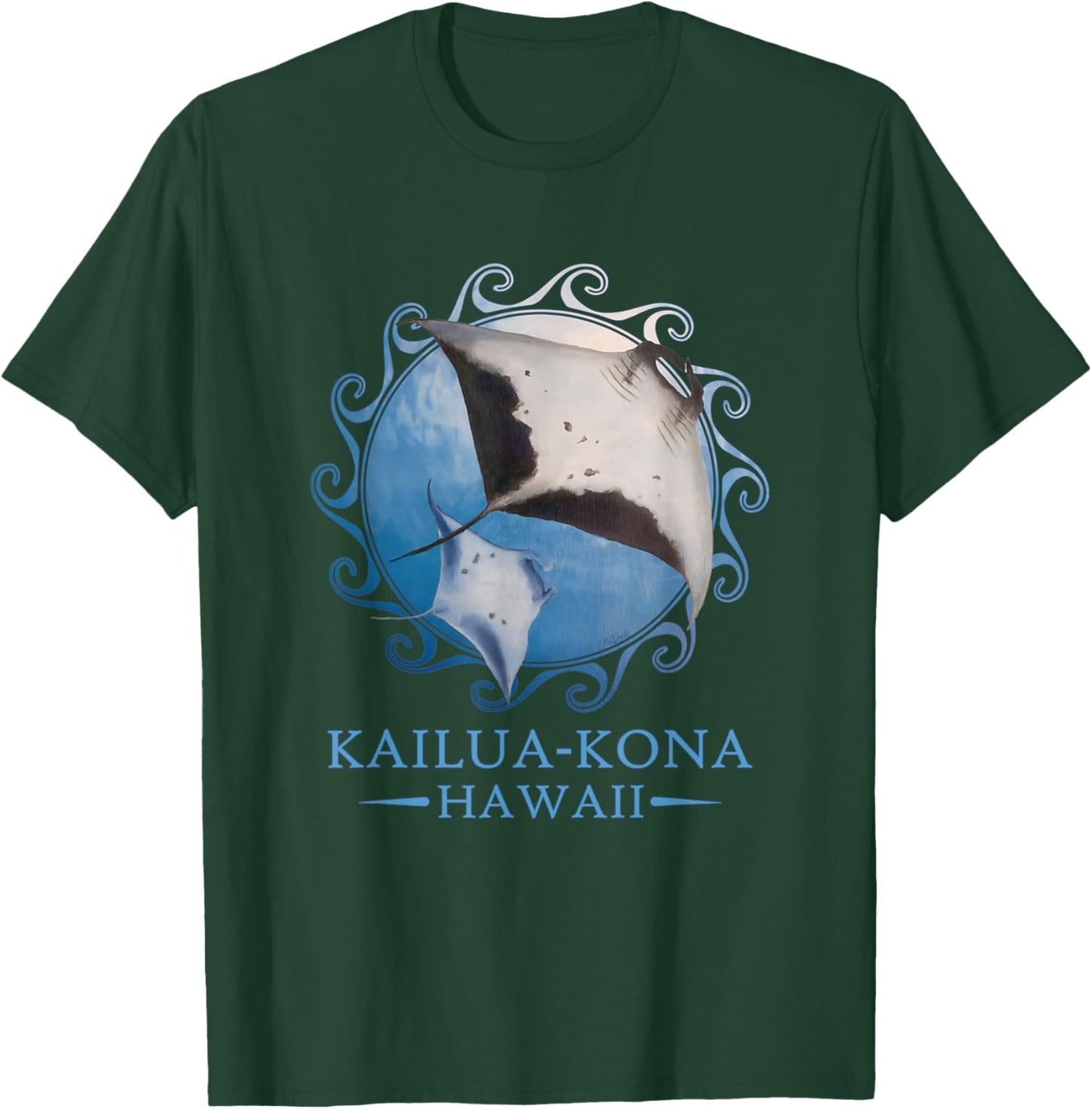 Kailua-Kona Hawaii Stingray Manta Ray Ocean Animals T-Shirt - T-Shirt | Forest