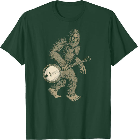 Grassquatch! Vintage Bigfoot & Bluegrass Banjo Music T-Shirt - T-Shirt | Forest