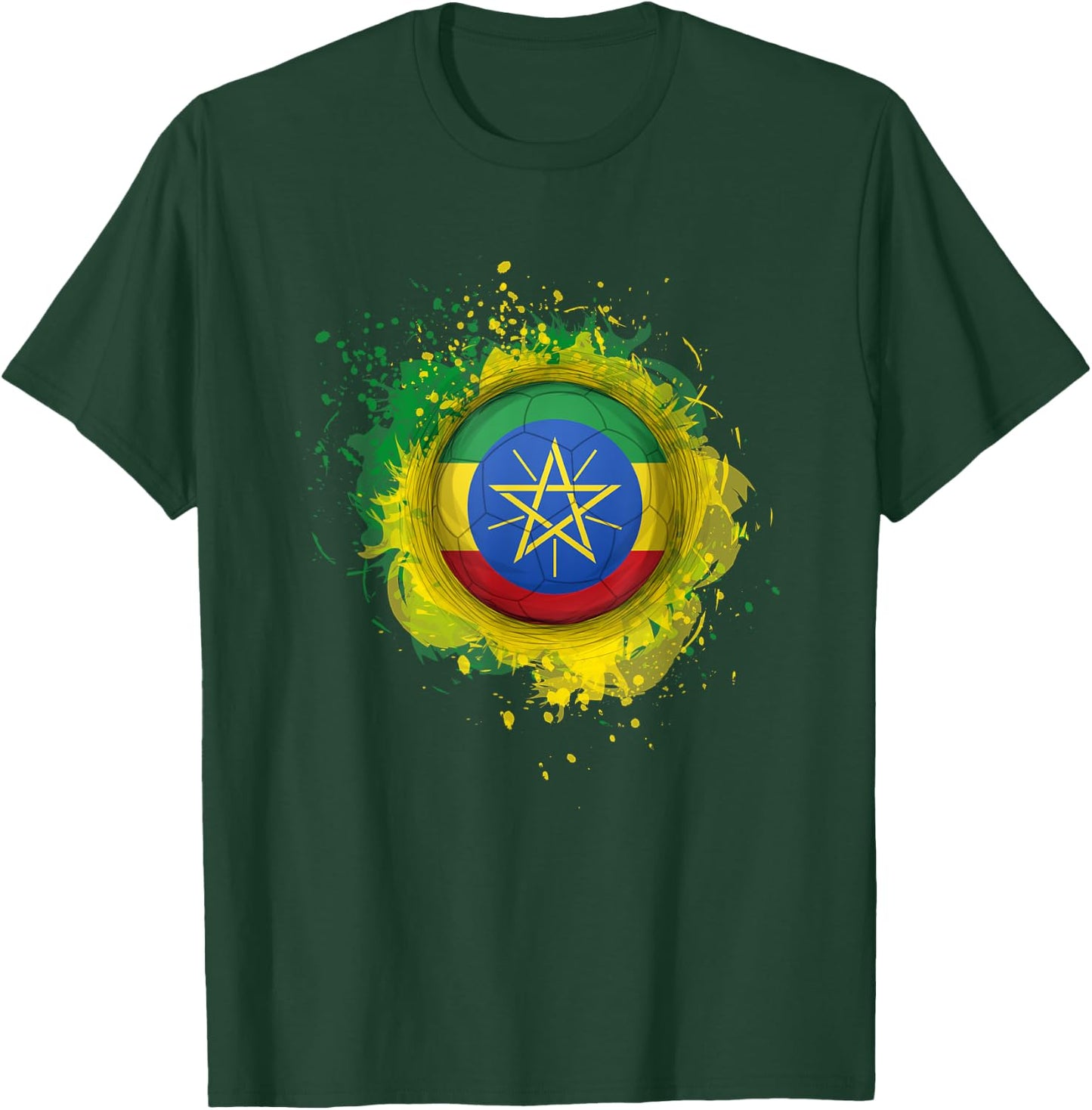Proud Heritage Ethiopia Flag Soccer Ball T-Shirt - T-Shirt | Forest