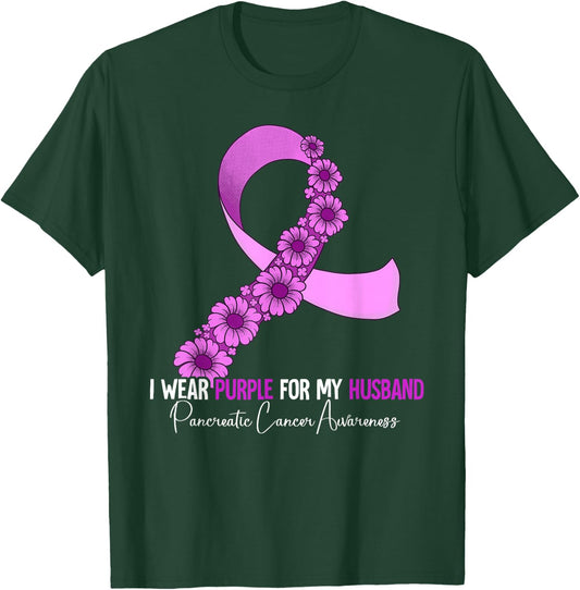 I Wear Purple For My Husband Pancreatic Cancer Awareness T-Shirt - T-Shirt | Forest