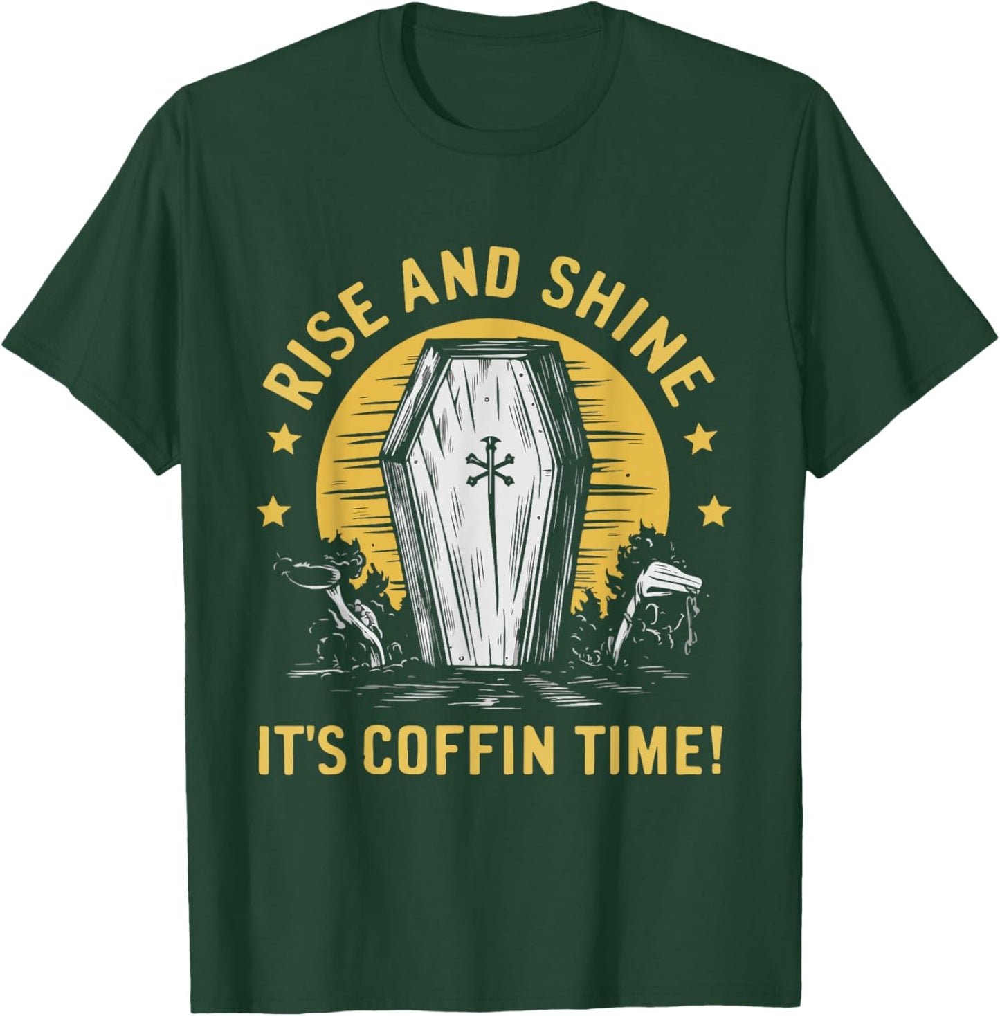 Rising Coffin Humor Funny Casket Funeral Horror Costume T-Shirt - T-Shirt | Forest