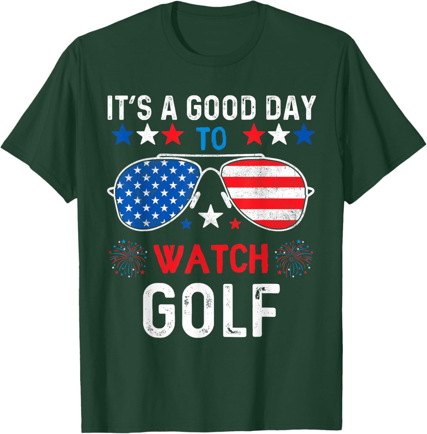 Golf USA Support the Team Sunglasses USA Flag Girls Kids Men T-Shirt - T-Shirt | Forest