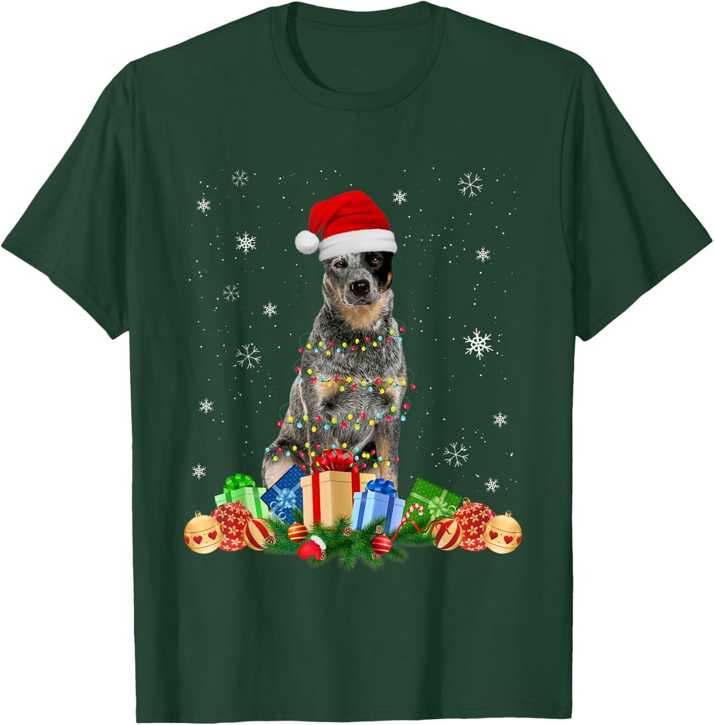 Australian Cattle Dog Christmas Lights Puppy Dog Lover Women Kids T-Shirt - T-Shirt | Forest