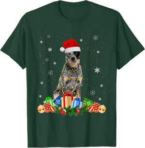 Australian Cattle Dog Christmas Lights Puppy Dog Lover Women Kids T-Shirt - T-Shirt | Forest