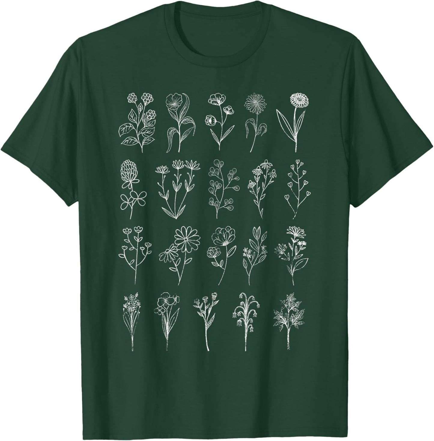Vintage Inspired Flower Botanical Chart Naturalist T-Shirt - T-Shirt | Forest
