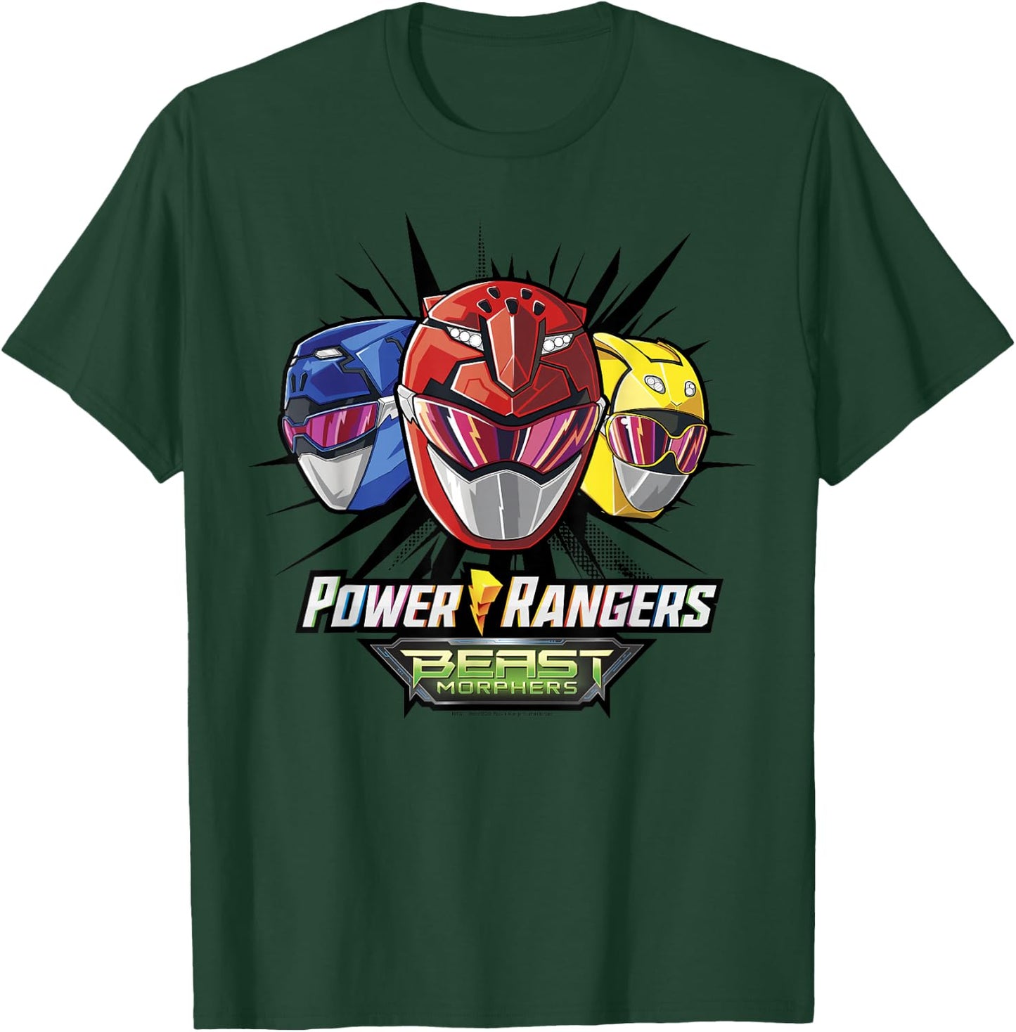 Power Rangers Group Shot Beast Morphers Helmets T-Shirt - T-Shirt | Forest