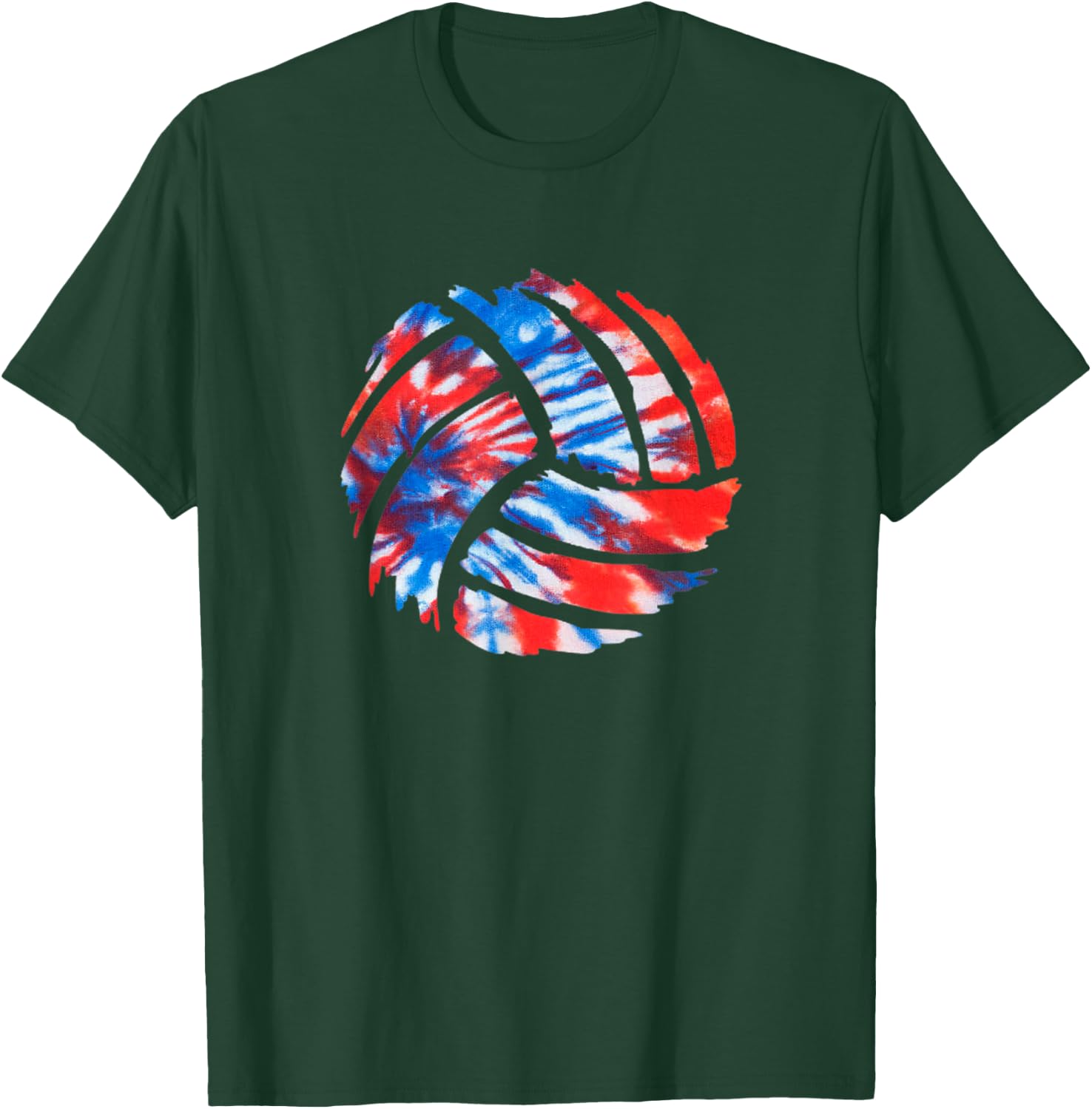 Volleyball American Tie Dye Red White & Blue Patriotic T-Shirt - T-Shirt | Forest