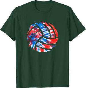 Volleyball American Tie Dye Red White & Blue Patriotic T-Shirt - T-Shirt | Forest