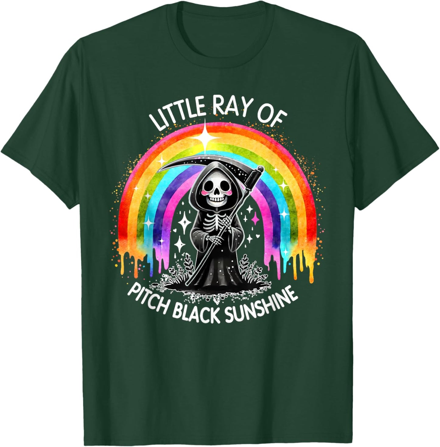 Little Ray Of Pitch Black Sunshine Death Rainbow Halloween Men Women Kids T-Shirt - T-Shirt | Forest