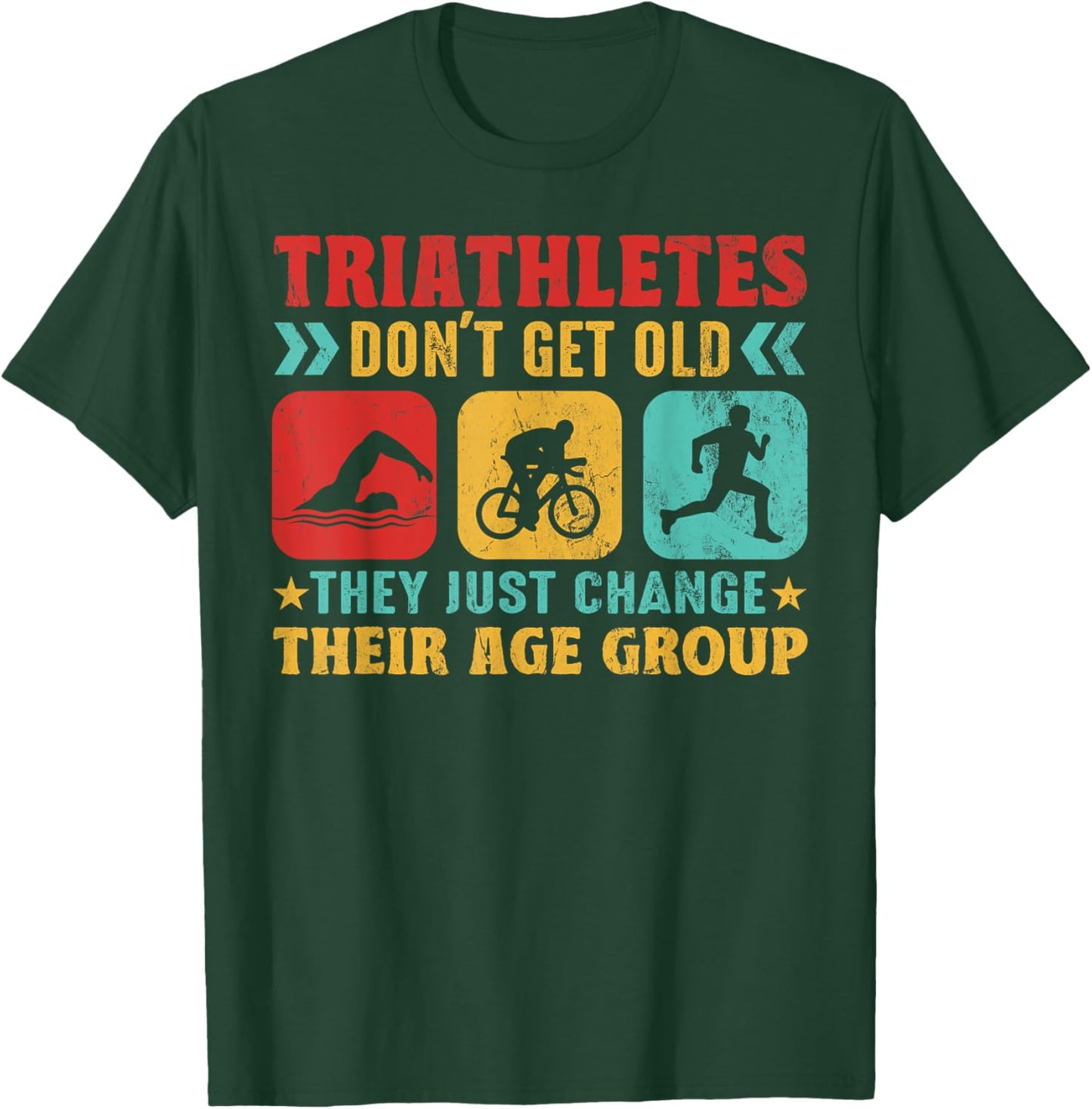 Funny Triathlon Design Men Women Triathletes Swim Bike Run T-Shirt - T-Shirt | Forest