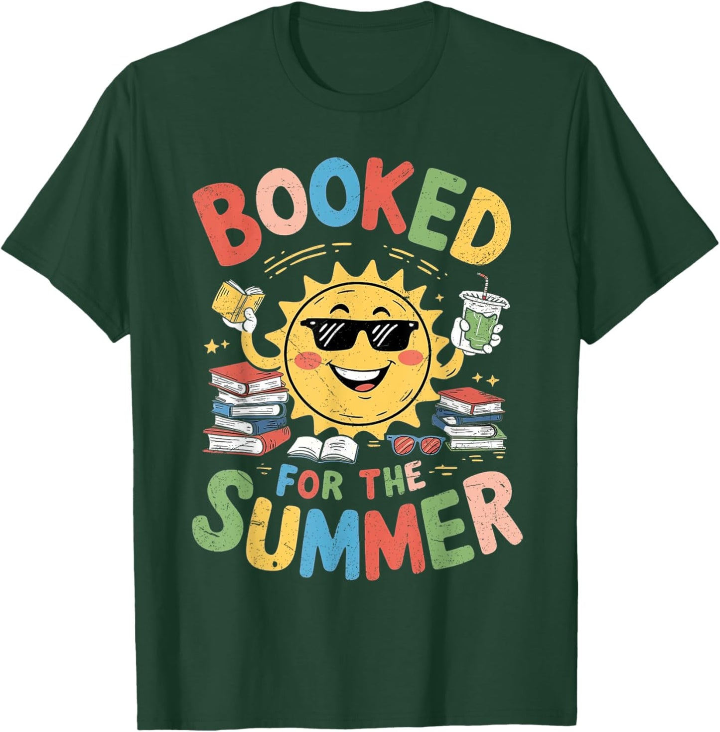 Booked For The Summer Book Lover Reading Women Girl Summer T-Shirt - T-Shirt | Forest