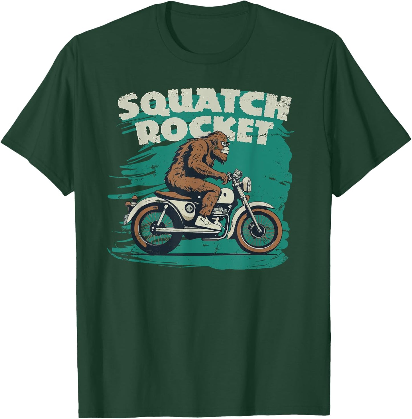 Sasquatch Motorcycle Rider Bigfoot Fan Crotch Squatch Rocket T-Shirt - T-Shirt | Forest