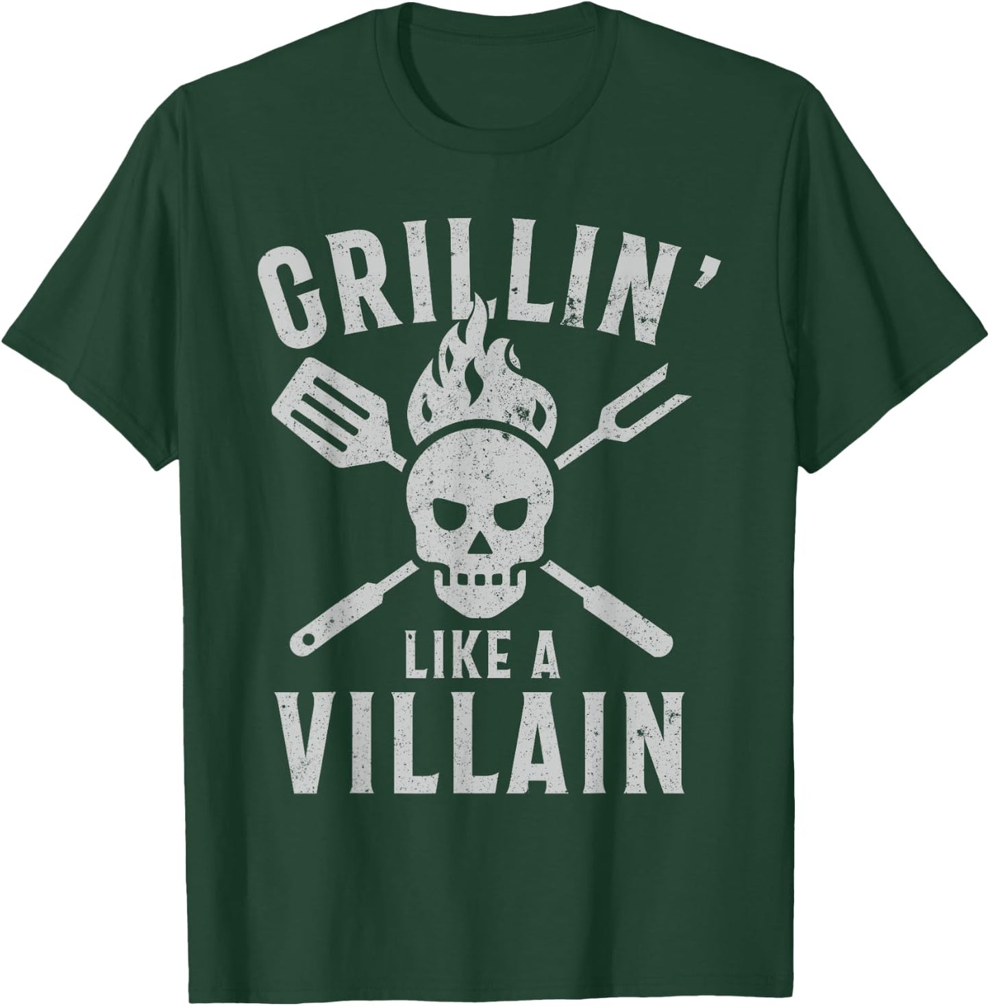 Funny Grillin' Like A Villain Barbecue Grilling Cooking T-Shirt - T-Shirt | Forest