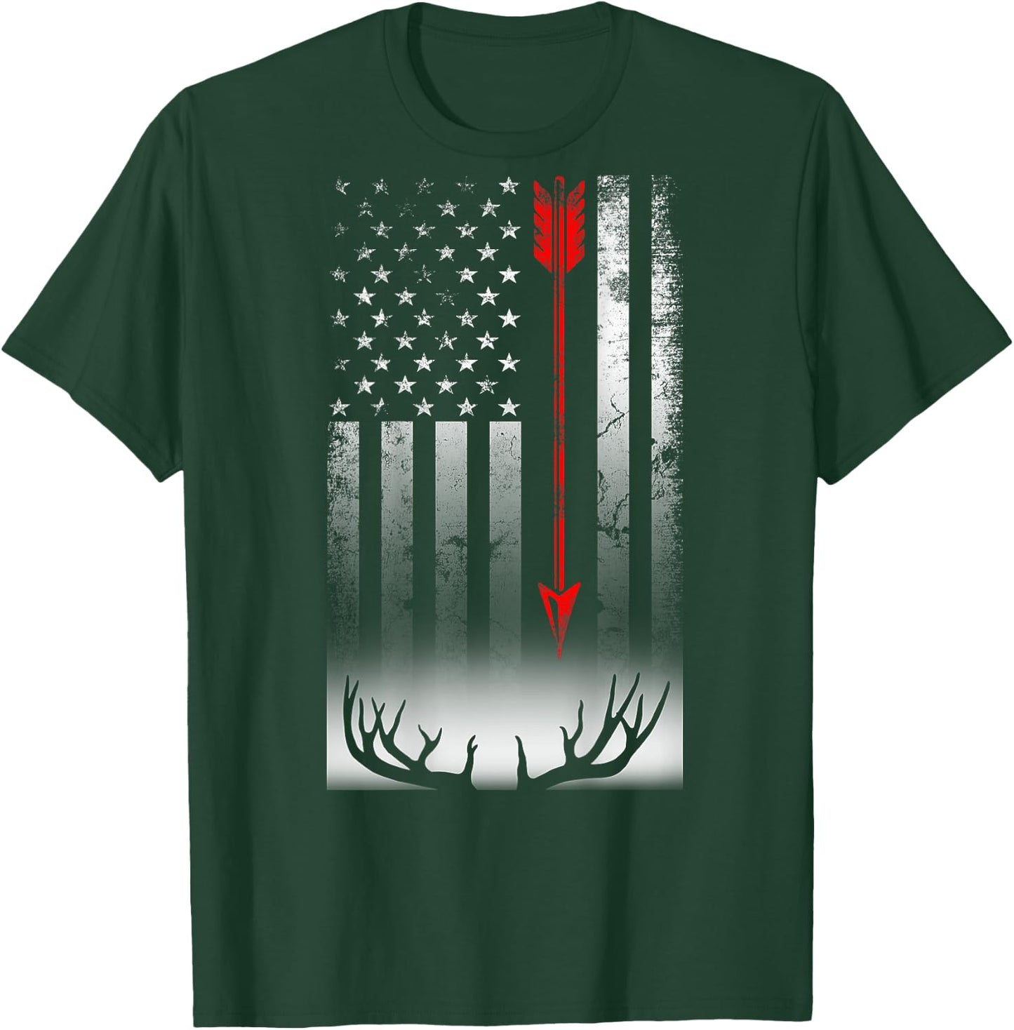 Bow deer hunting American flag Bow Hunting Lover Gift T-Shirt - T-Shirt | Forest