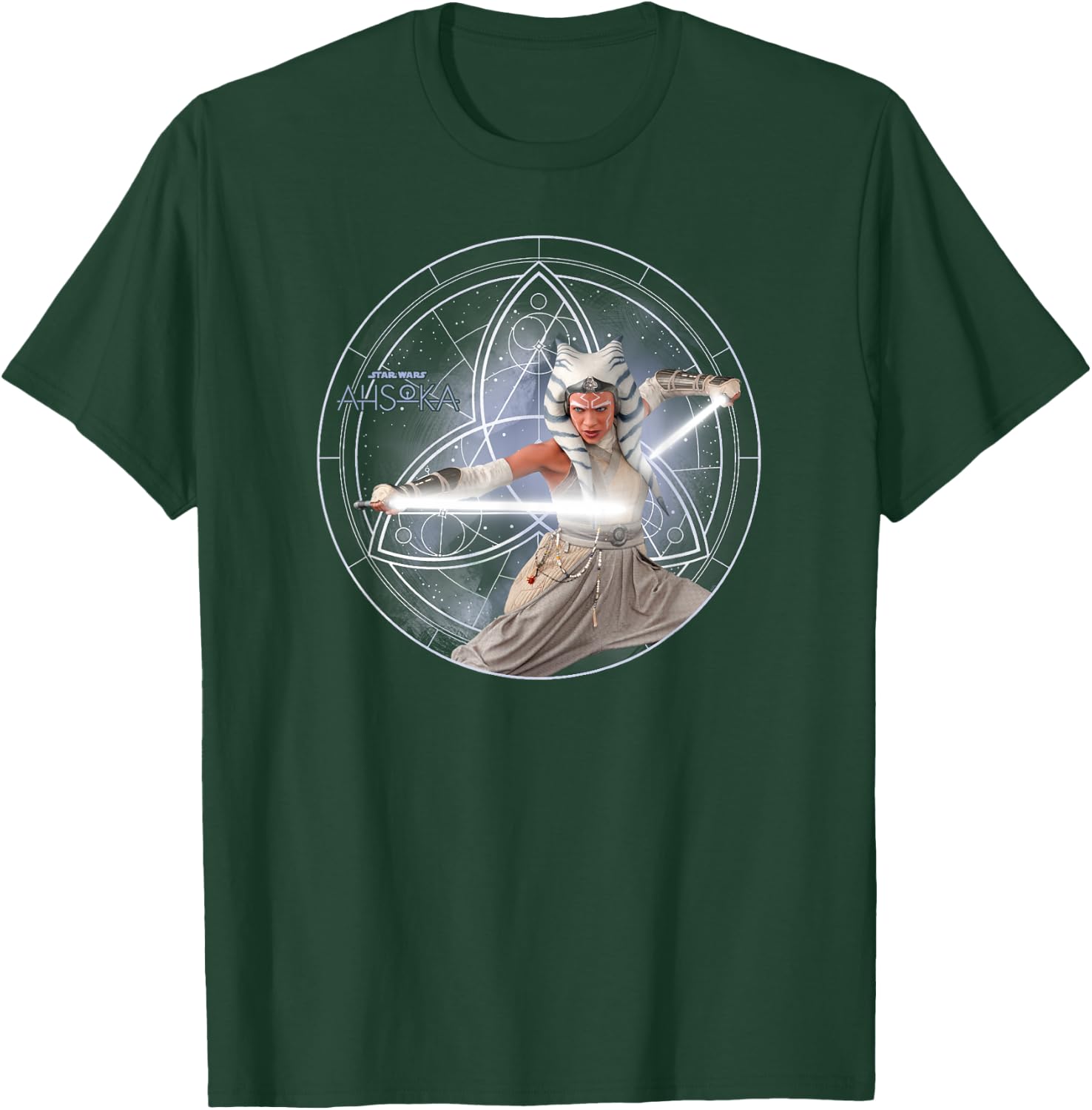 Star Wars Ahsoka Part 5 White Costume Lightsabers & Star Map T-Shirt - T-Shirt | Forest