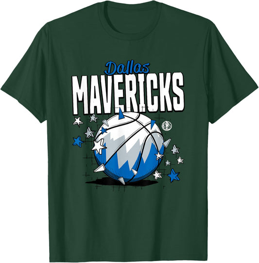 NBA Dallas Mavericks Basketball Doodle Stars T-Shirt - T-Shirt | Forest