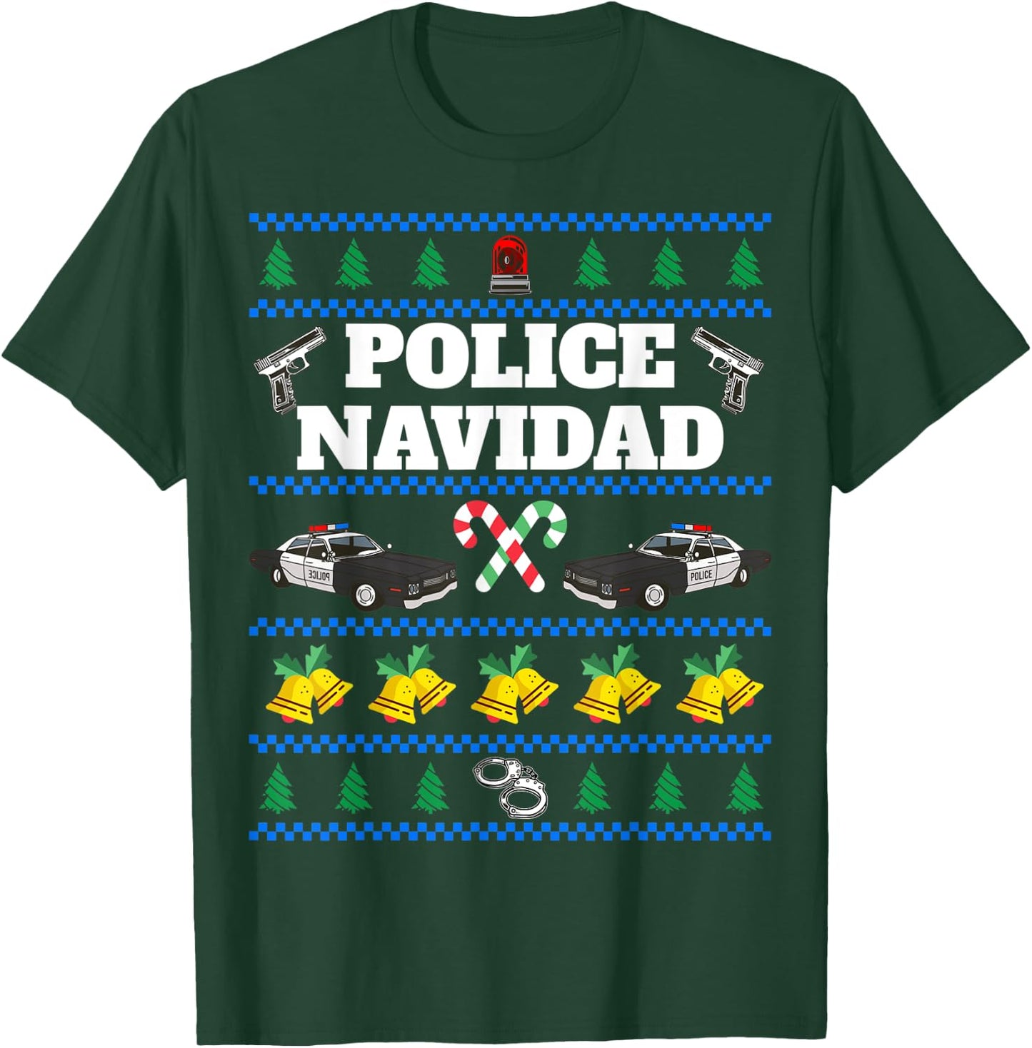 Police Navidad Ugly Christmas Sweater T-Shirt - T-Shirt | Forest