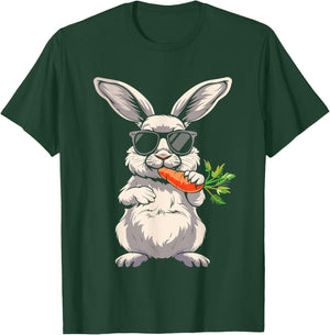Cool Rabbit Face With Sunglasses Carrot Bunny For Boys Men T-Shirt - T-Shirt | Forest
