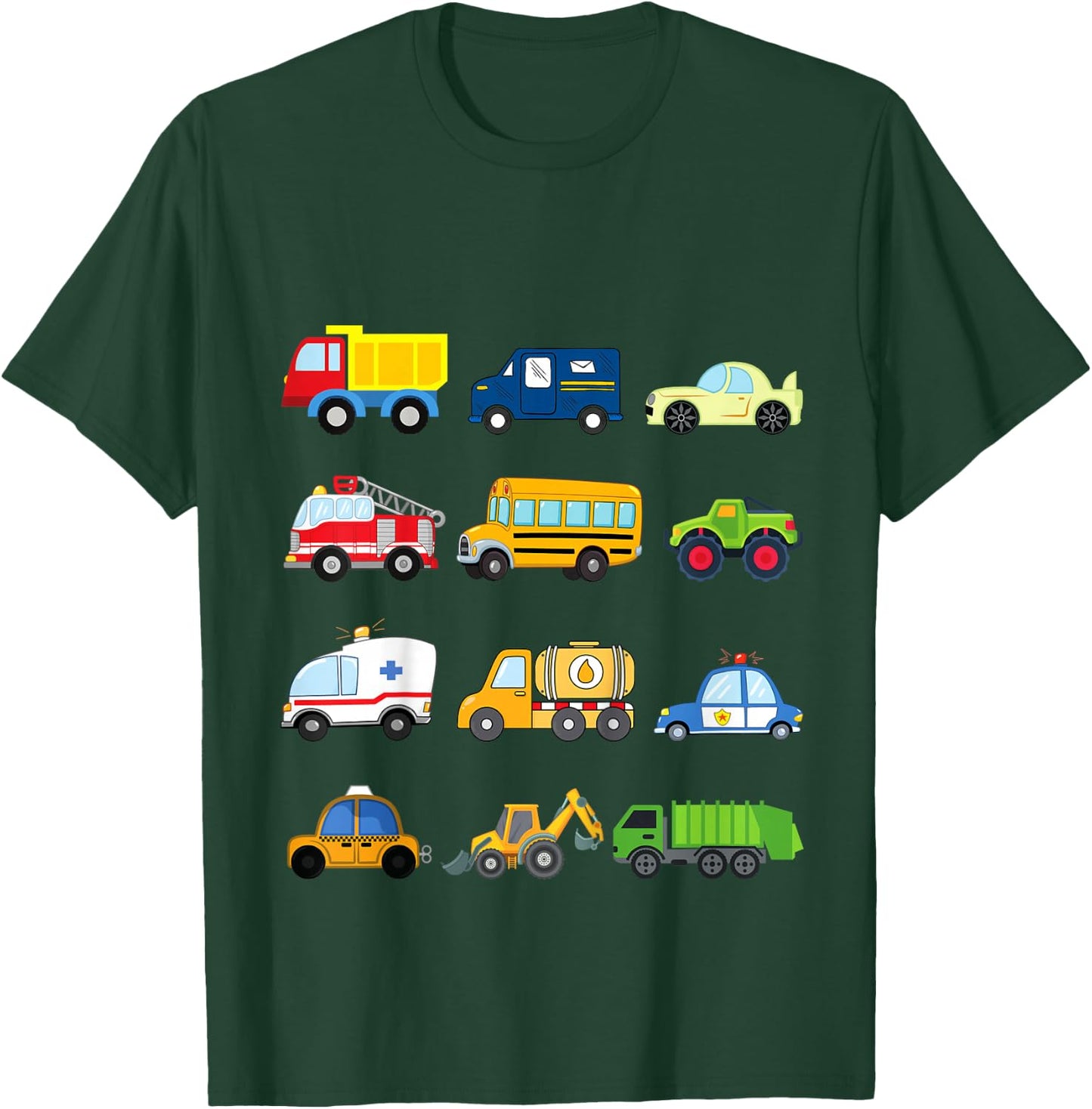 Kids Cars and Trucks and Things That Go Places Toddler Little Boy T-Shirt - T-Shirt | Forest