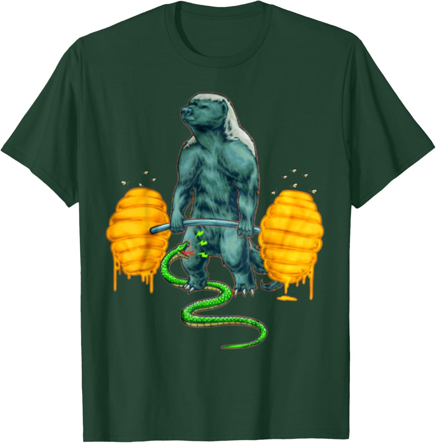 Funny Honey Badger Deadlifting Weightlifting Bodybuilding T-Shirt - T-Shirt | Forest