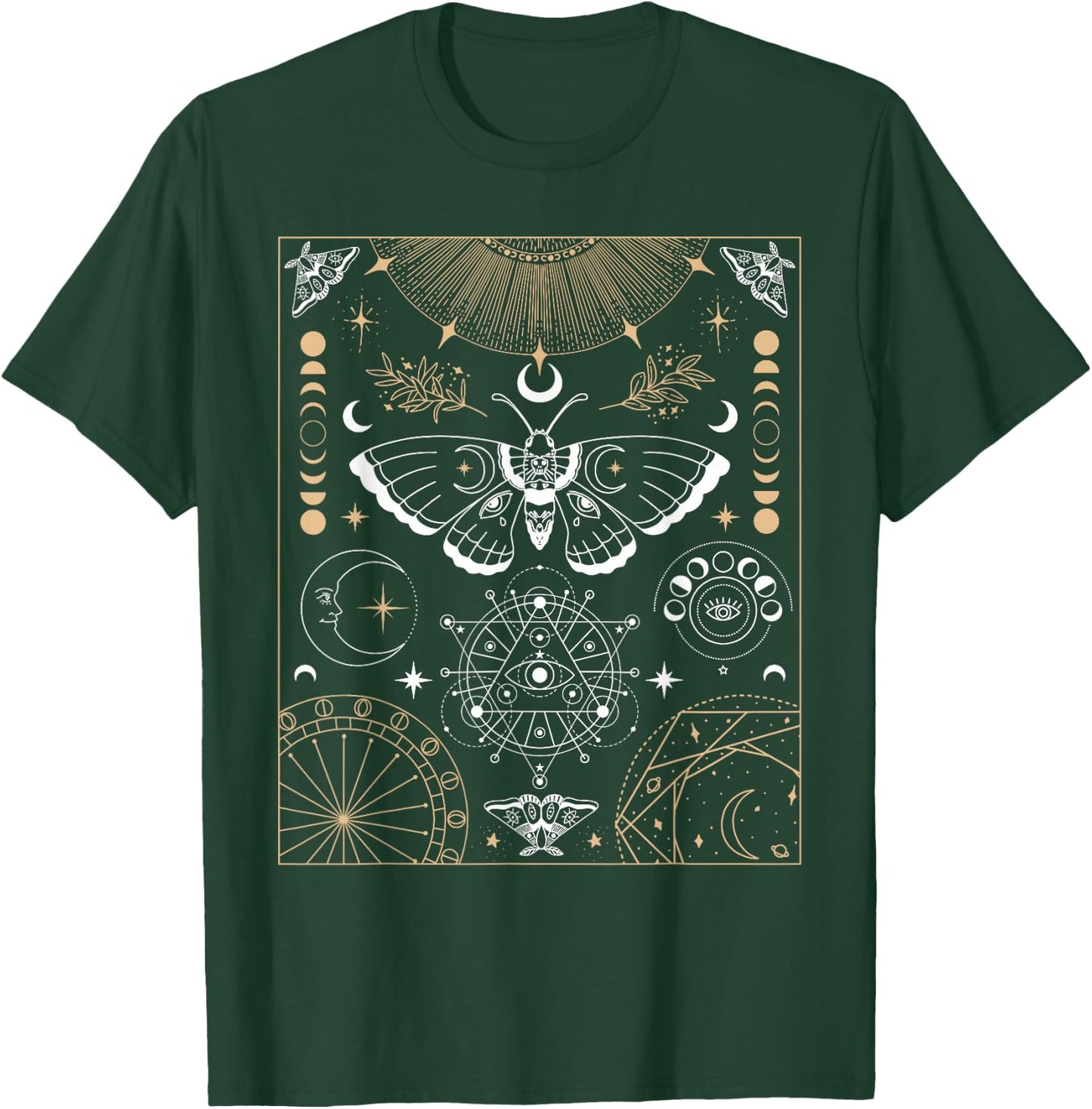 Luna Moth Moon Phases Witchy Dark Academia Aesthetic T-Shirt - T-Shirt | Forest