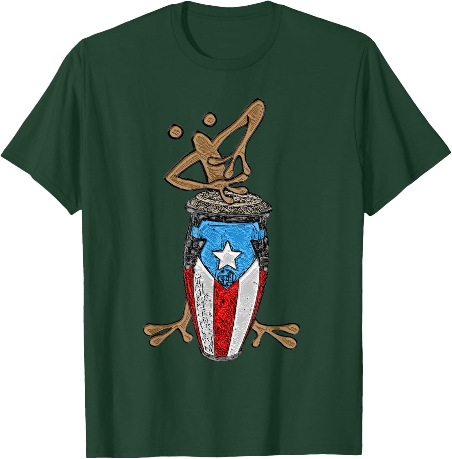 Coqui Taino Conga Boricua Puerto Rican Flag Gift T-Shirt - T-Shirt | Forest