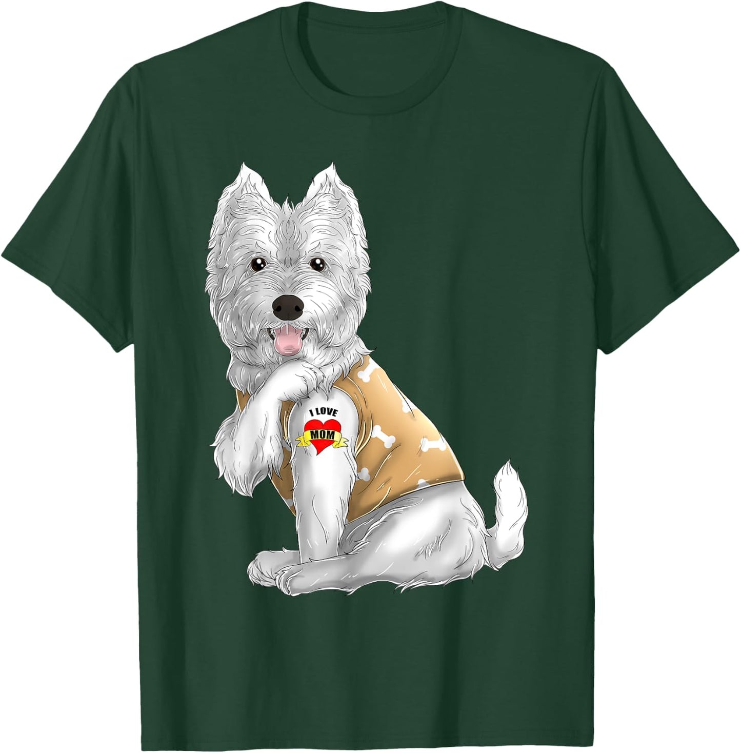 Westie I Love Mom Tattoo Dog Shirt Funny Mother's Day Gift T-Shirt - T-Shirt | Forest