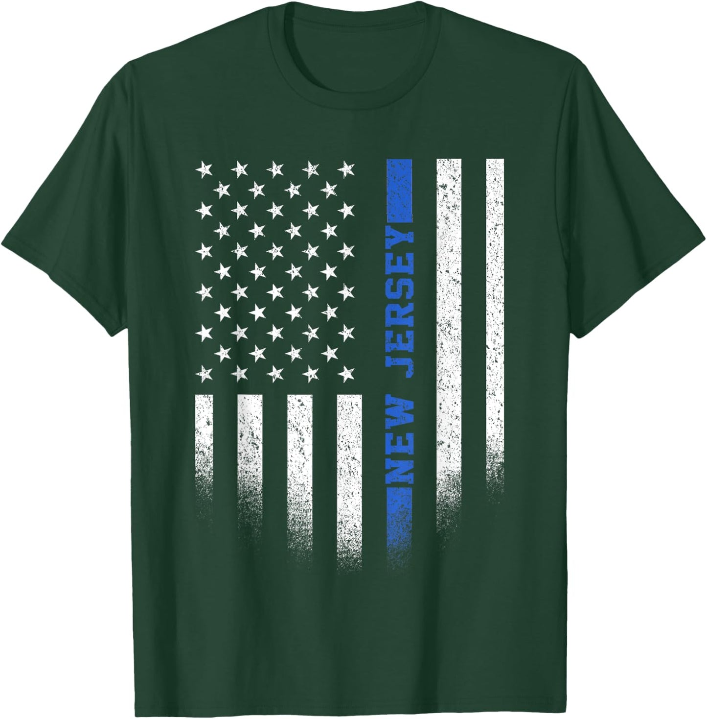 New Jersey Blue Line US Flag State NJ Police Officer T-Shirt - T-Shirt | Forest