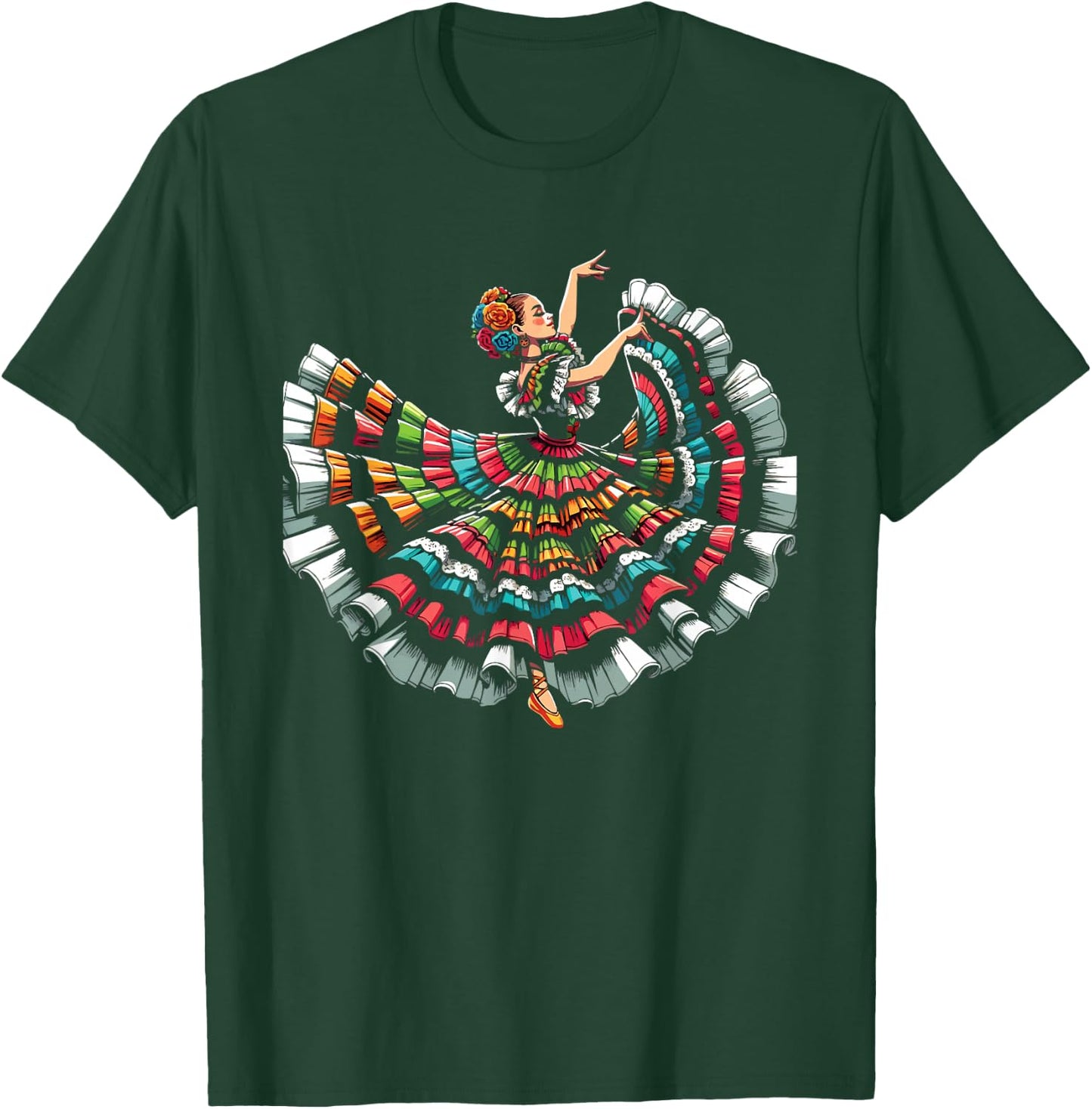 Ballet Folklorico Dancer Mexico Traditional Mexican Dance T-Shirt - T-Shirt | Forest