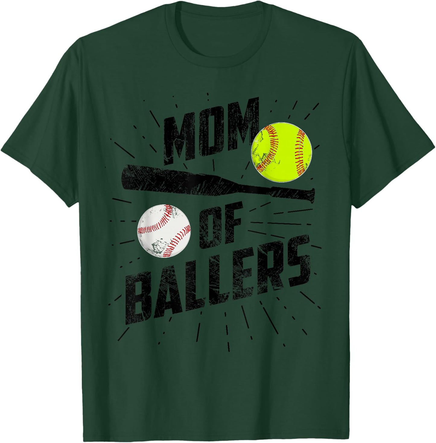 Mom Of Ballers Funny Baseball Softball Game Mothers Day Gift T-Shirt - T-Shirt | Forest
