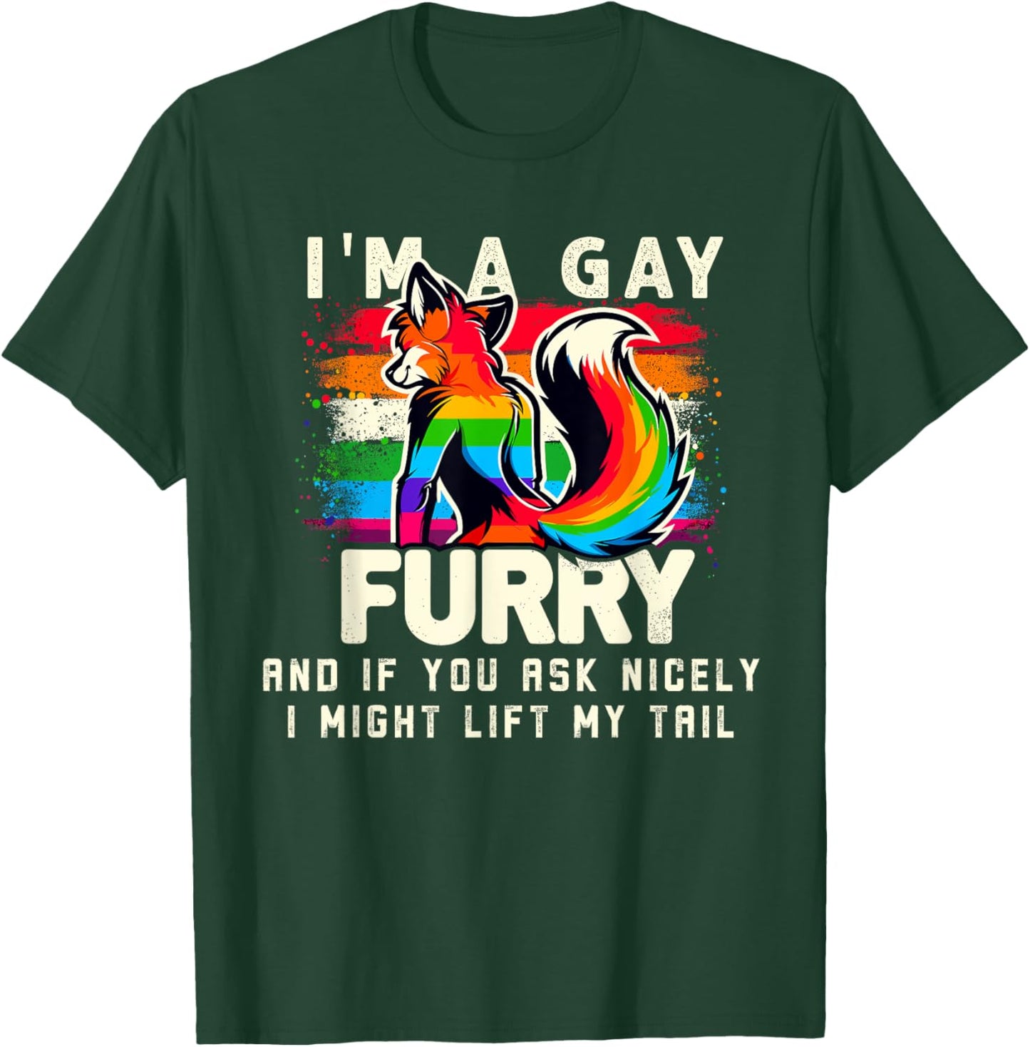 I'm A Gay Furry Rainbow Fox Wolf Fursona Fandom Pride Month T-Shirt - T-Shirt | Forest