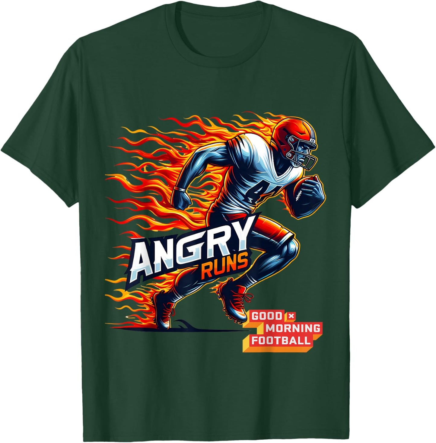 Angry Runs Good Morning Football Sport Lover Vintage Art T-Shirt - T-Shirt | Forest