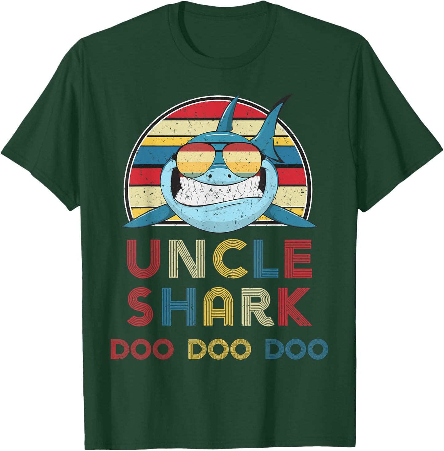 Retro Vintage Uncle Shark Gift Father Men Dad T-Shirt - T-Shirt | Forest