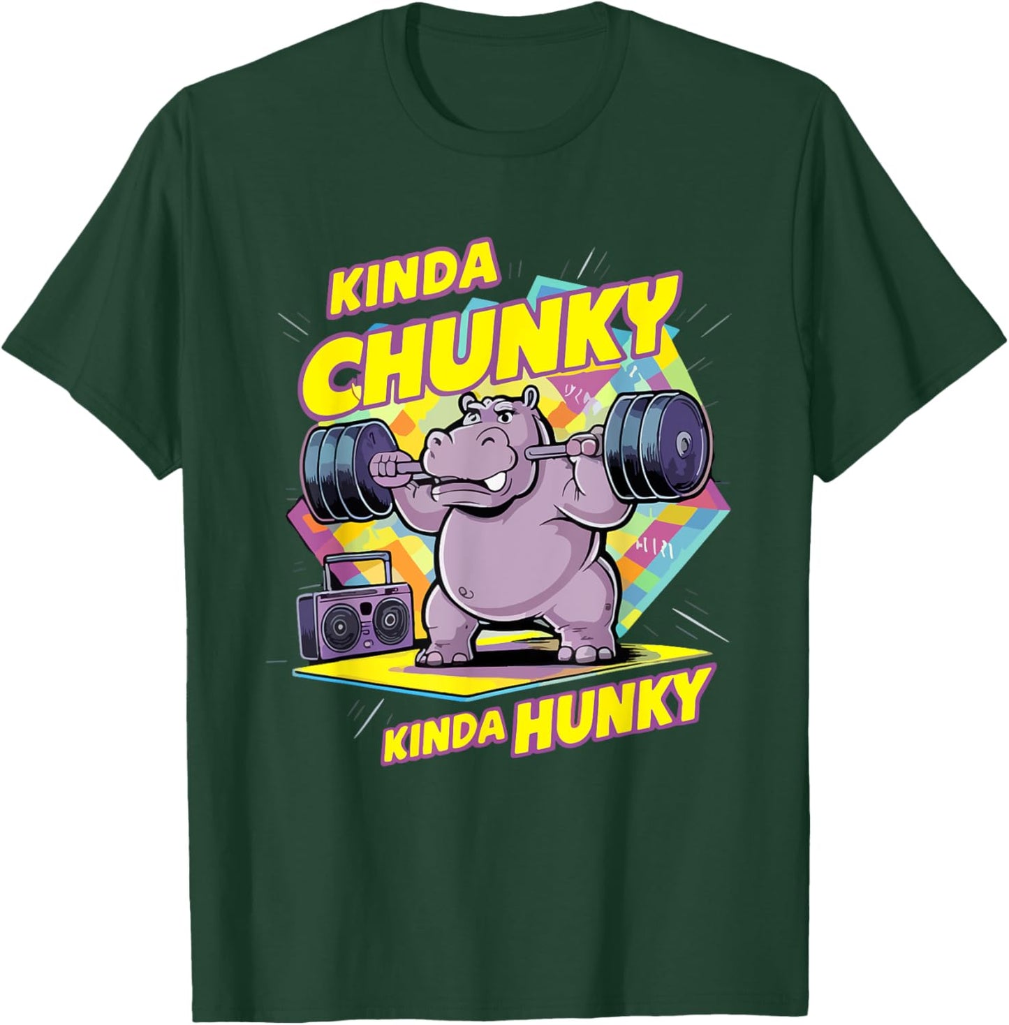Bodybuilding Gym Kinda Chunky Kinda Hunky Weightlifter Funny T-Shirt - T-Shirt | Forest
