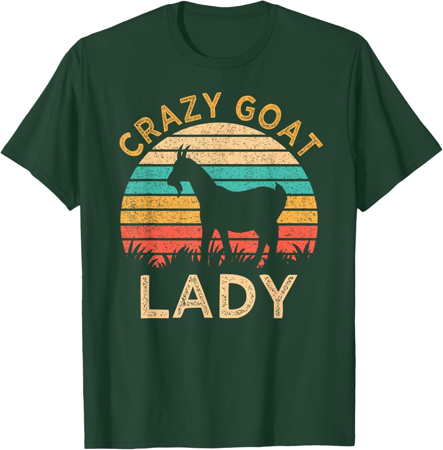 Vintage Crazy Goat Lady Funny Goats lover Farmer Gift T-Shirt - T-Shirt | Forest