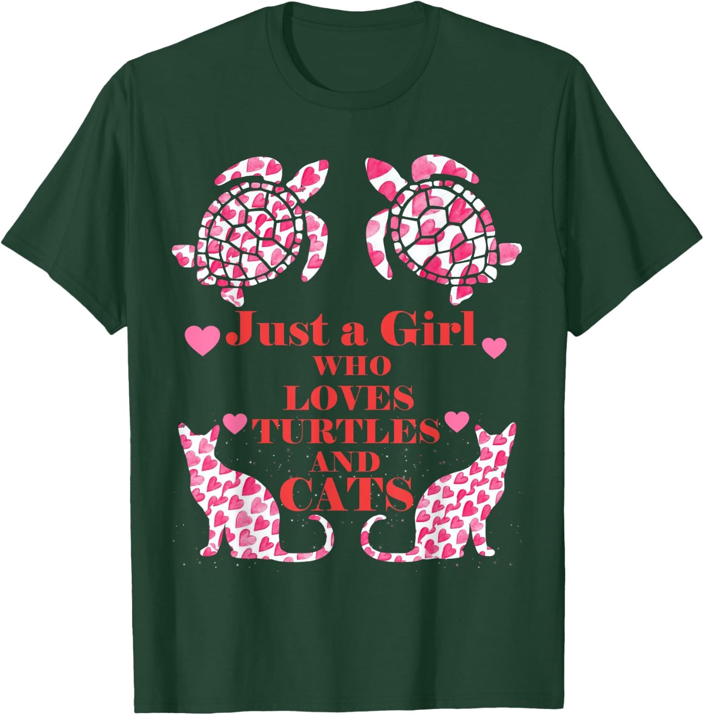 Just A Girl Who Loves Turtles And Cats Funny Gift T-Shirt - T-Shirt | Forest