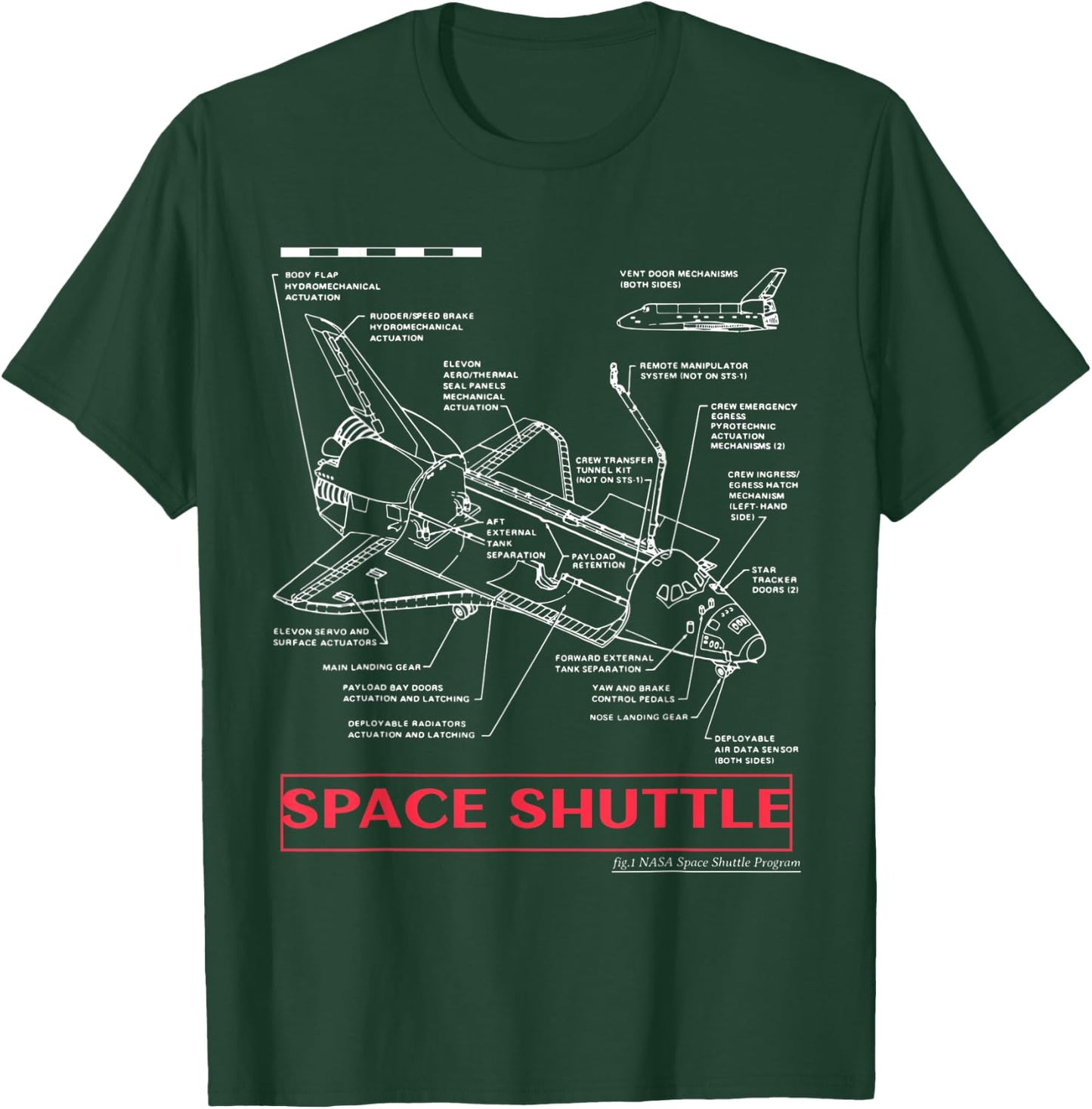 Space Shuttle Discovery Technical Specs Science T-Shirt - T-Shirt | Forest